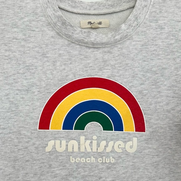Madewell Sunkissed Beach Club Rainbow Lightweight Spring Sweatshirt - Light Grey - Picture 7 of 15